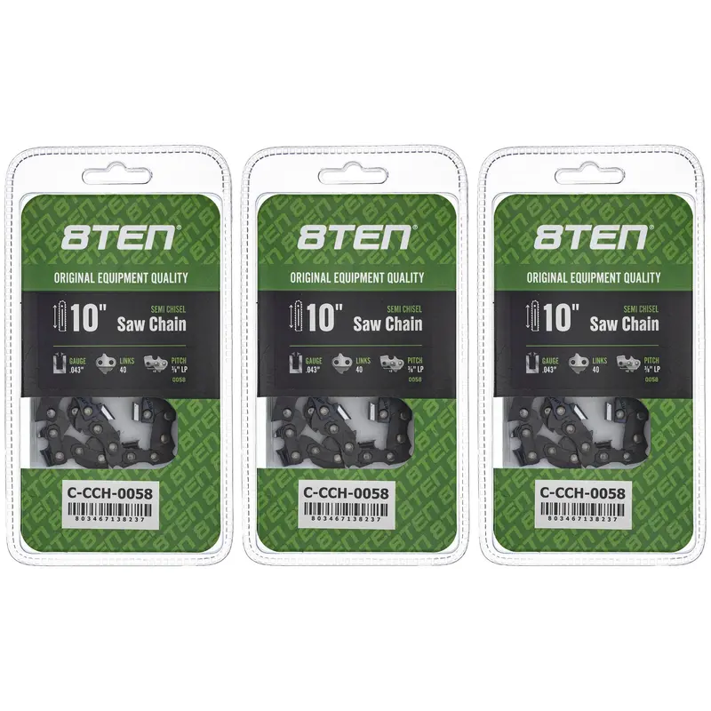 10-Inch Chainsaw Chain – .043 Gauge, 3/8" Low-Profile Pitch, 40Dl Cutters – Compatible With Husqvarna 90Px040G, 61Pmm340E, H3840, And 36100050040 (3-Pack) 1