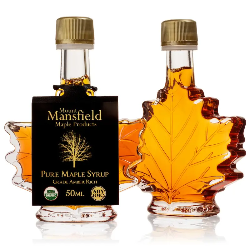 50Ml Organic Vermont Maple Syrup In Mini Maple Leaf Favor Bottle 1
