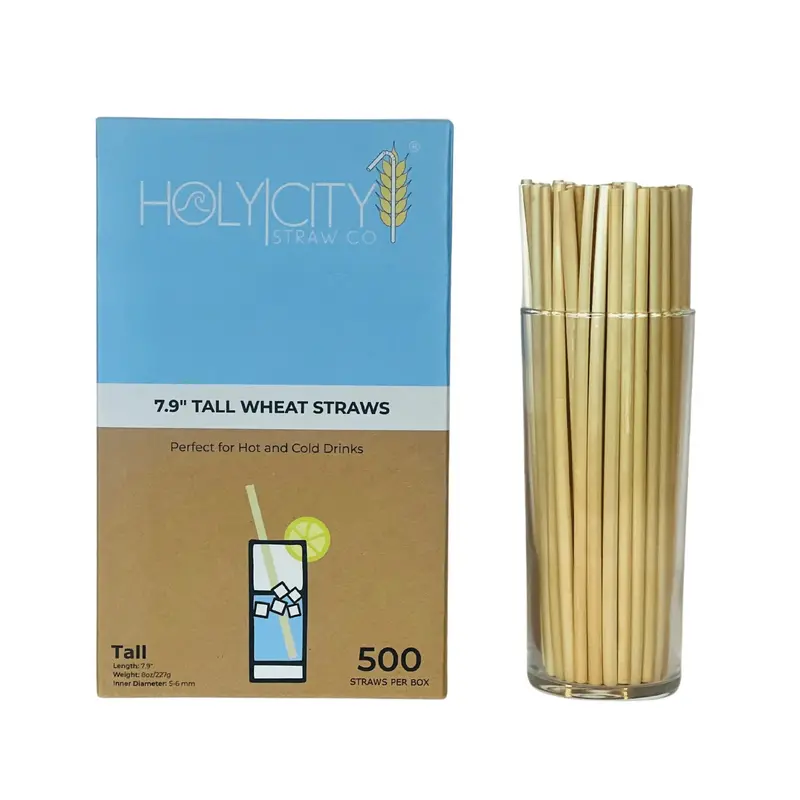 7.9-Inch Compostable Wheat Straw Drinking Straws – Natural & Biodegradable 1