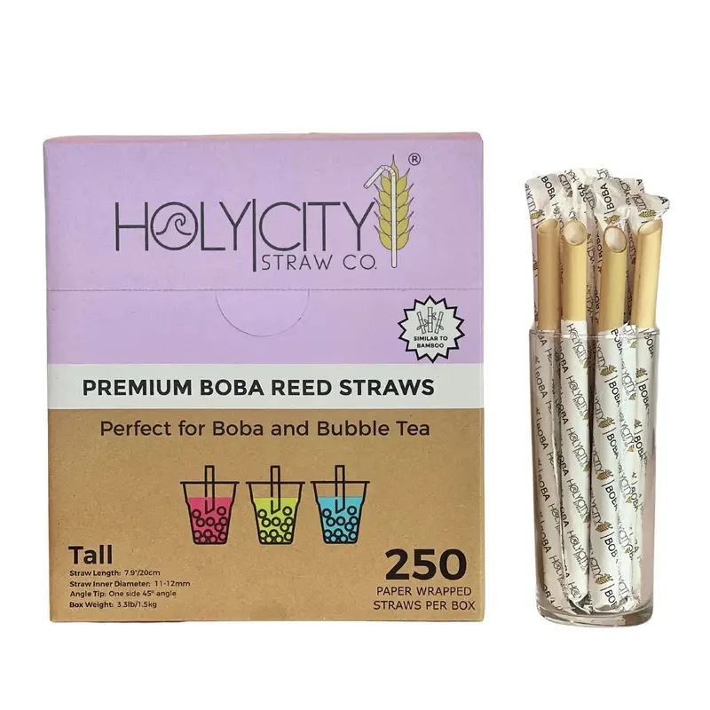 7.9-Inch Wrapped Boba Reed Straws – Thick-Wall, Eco-Friendly Bubble Tea Straws 1