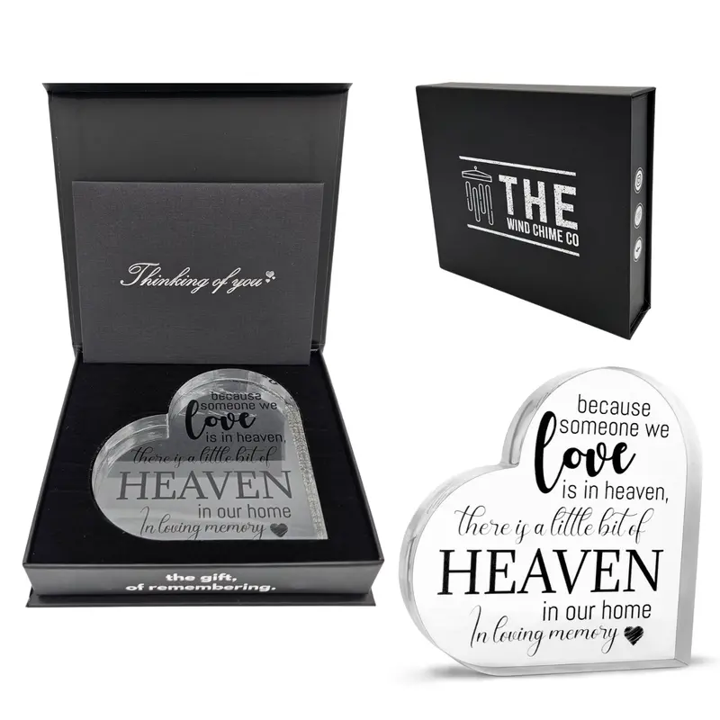 Acrylic Memorial Heart Keepsake – 'Heaven In Our Home' Engraved Design 1