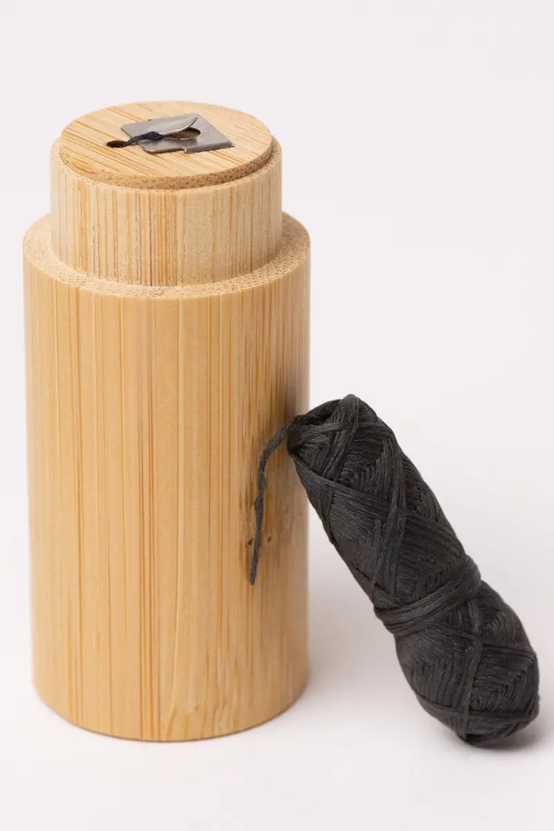 Biodegradable Charcoal Dental Floss With Reusable Bamboo Dispenser 1