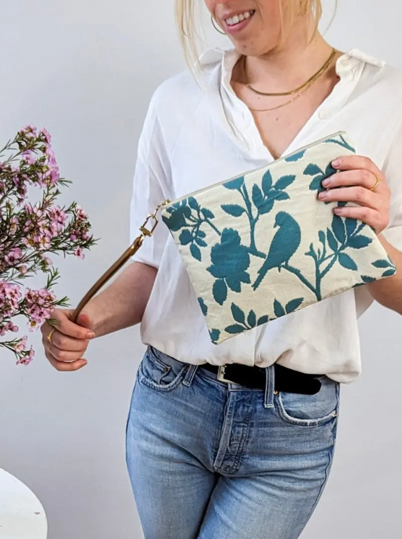 Bird Silhouette Leather Wristlet Purse With Minimalist Design 1