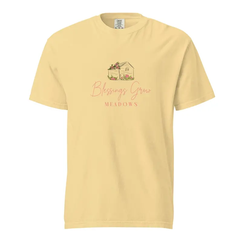 Blessings Grow Meadows Logo T-Shirt — Unisex Garment-Dyed Heavyweight Cotton