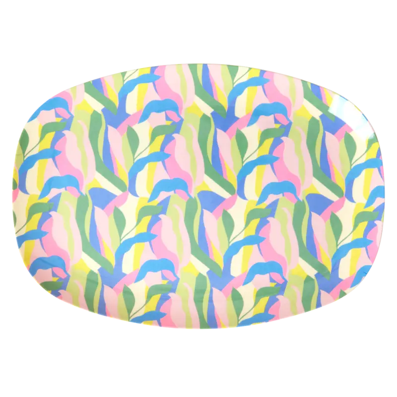 Blue Jungle-Themed Melamine Rectangular Serving Plate 1