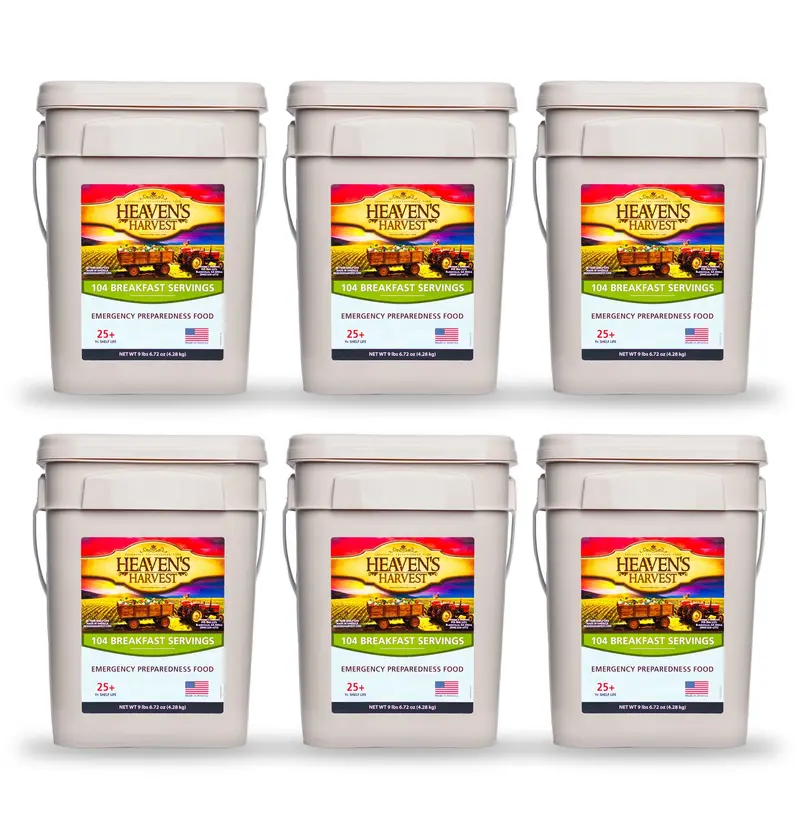 Breakfast Survival Food Bucket – 6-Pack Emergency Meal Kit 1