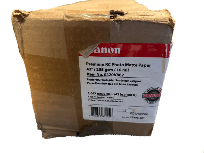 Canon Premium Rc Photo Matte Paper — 42" × 100 Ft Roll, 258 Gsm, 3" Core (0420V867) 1
