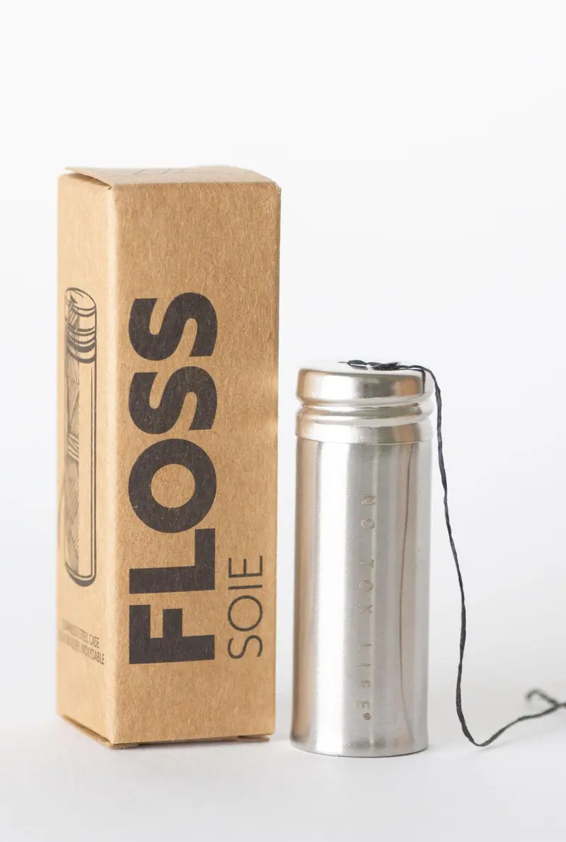 Charcoal-Infused Dental Floss – Reusable Stainless Steel Dispenser 1