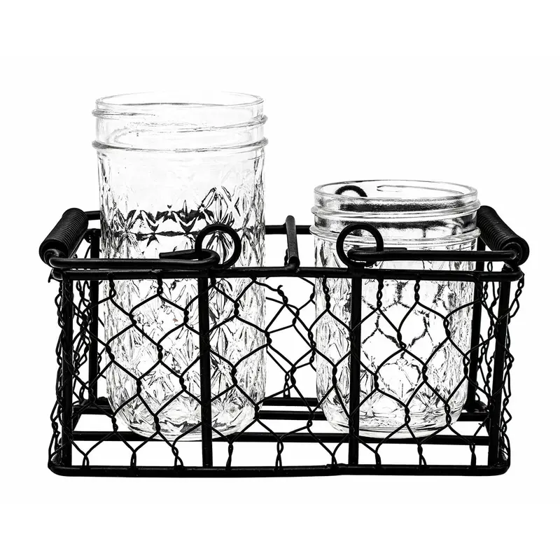 Chicken Wire Half-Pint Jar Carrier – Holds Two 8Oz Mason Jars 1