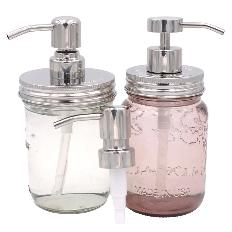 Chrome Or Mirror-Finish Soap Pump Dispensers For Mason Jars 1