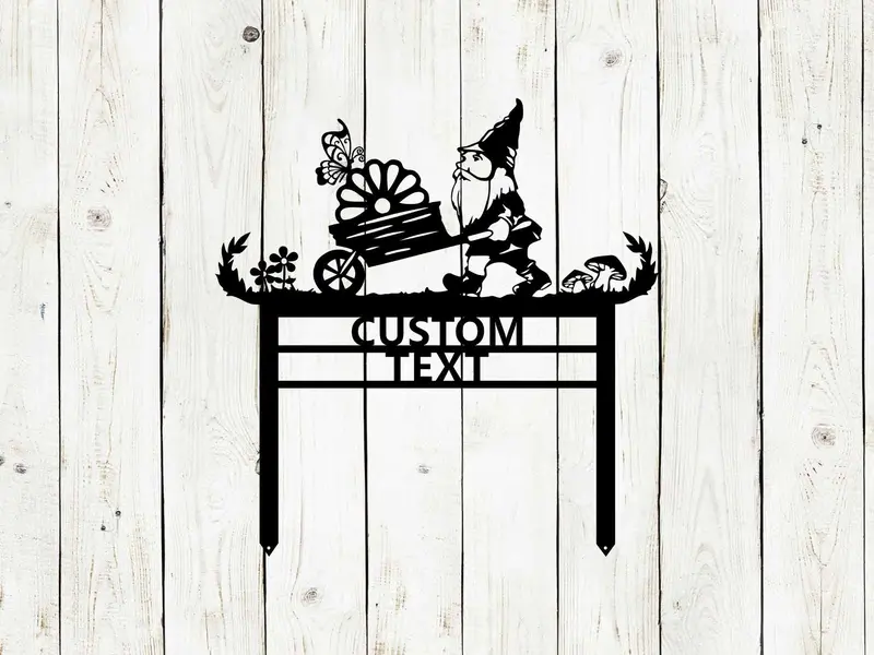 Custom Gnome Garden Sign – Playful Personalized Metal Marker For Lawns & Beds 1