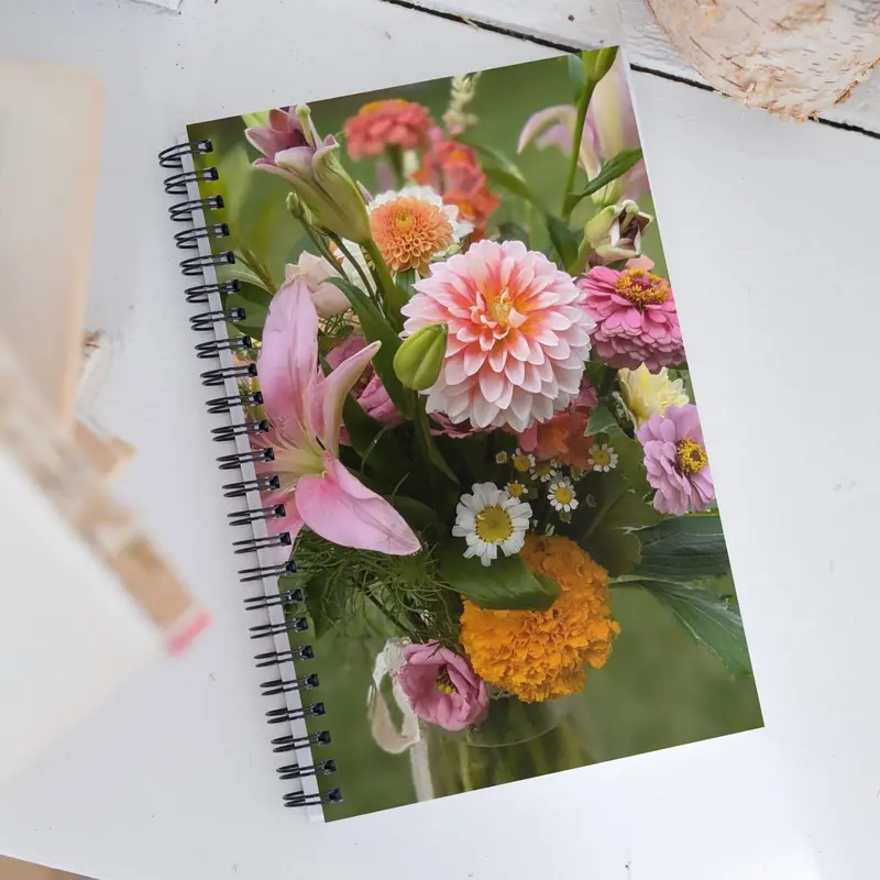 Dahlia & Lily-Themed Spiral Notebook – Custom Illustrated Cover 1