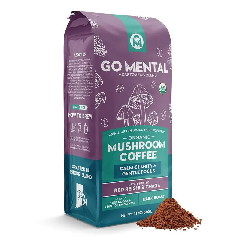 Decaf Mushroom Coffee With Red Reishi & Chaga – Calming Adaptogen Brew 1