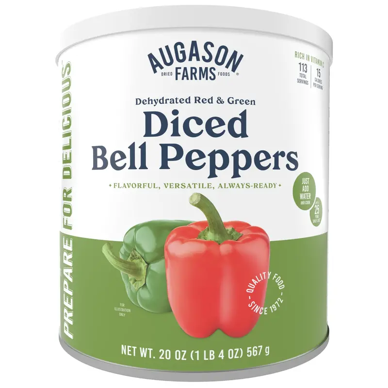 Dehydrated Diced Red & Green Bell Peppers – 113-Serving Can 1