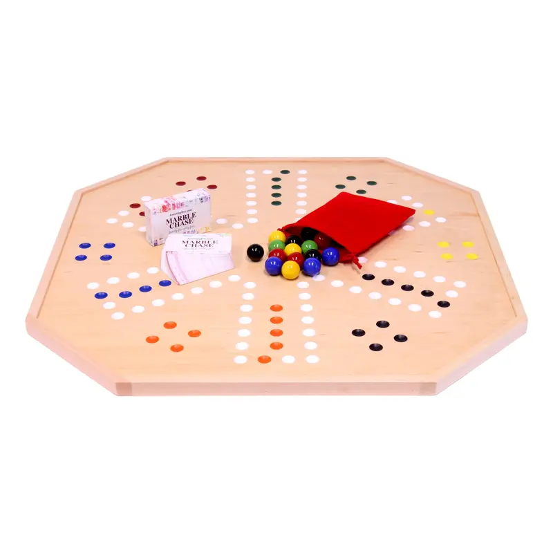 Double-Sided Wooden Marble Chase Game – 25" Wide Classic Board Set 1