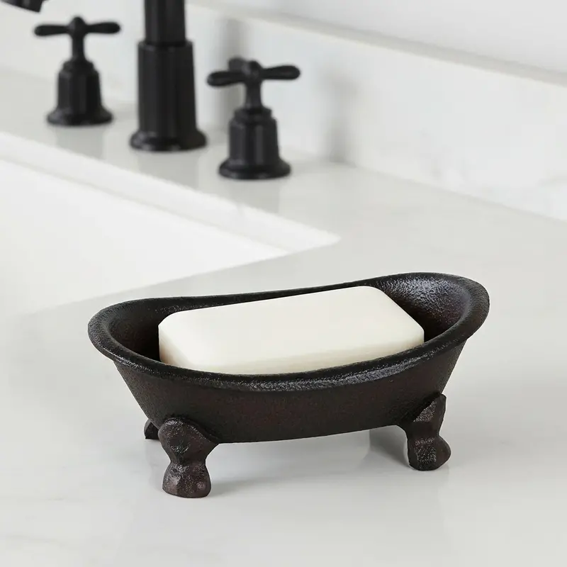 Enamel-Coated Cast Iron Soap Dish – Retro Bath Accessory 1
