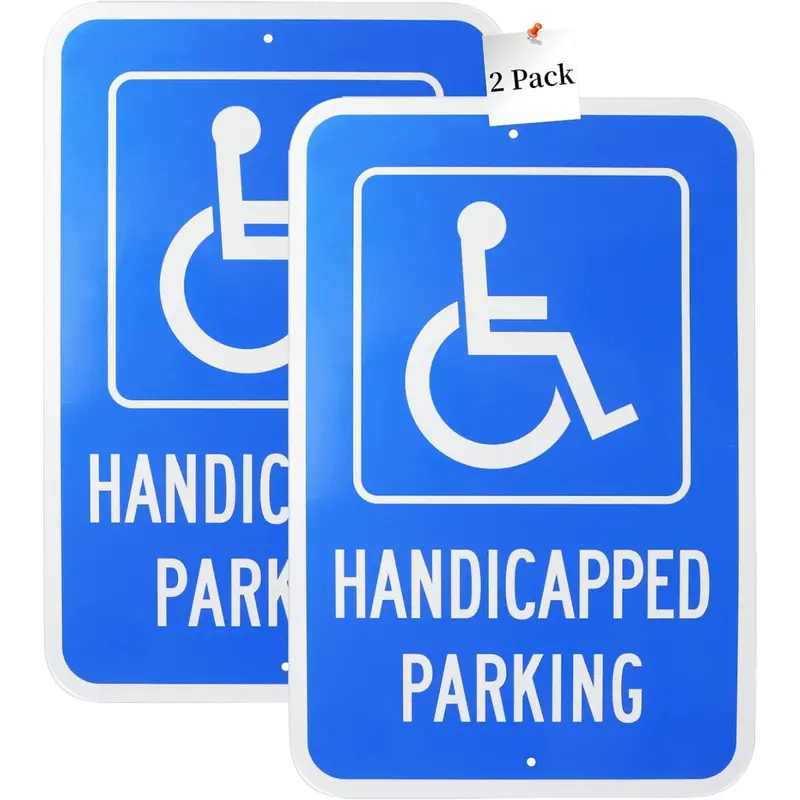 Eyoloty Handicap Parking Sign – 18" X 12" Reflective Reserved Spot Plaque With Wheelchair Symbol, Rust-Free Aluminum (2-Pack) 1