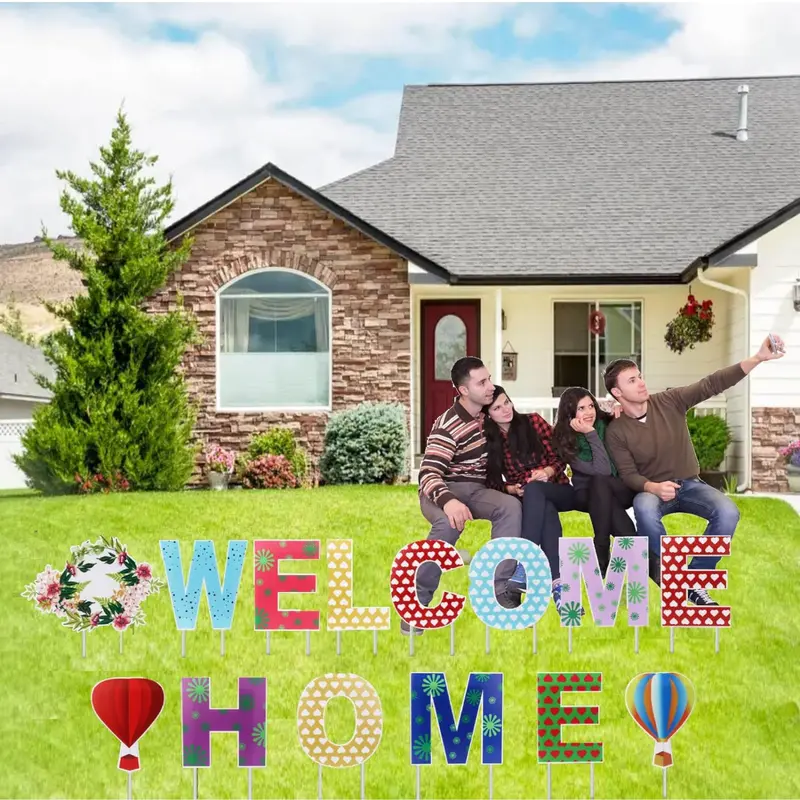 Eyoloty Outdoor Welcome Home Yard Signs — 14-Piece Set With Stakes, Waterproof & Fade-Proof 1