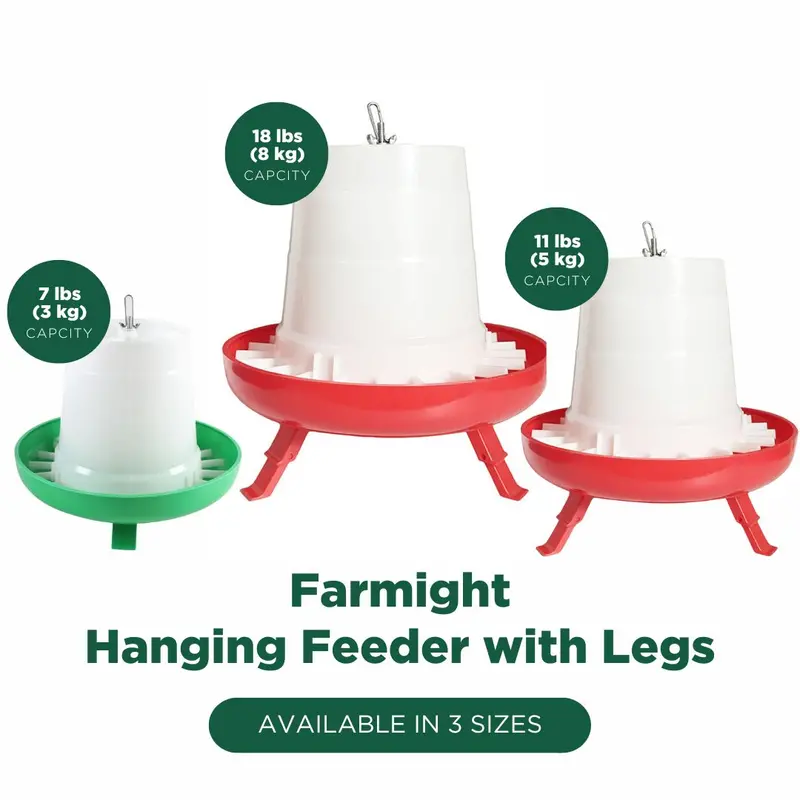 Farmight Hanging Poultry Feeder With Legs – Adjustable Height, 2 Colors, 3 Sizes 1