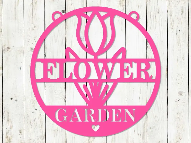Flower Garden Hanging Sign – Custom Metal Ornamental Garden Accent 1