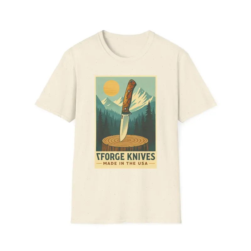 Forge Knives Retro Camping T-Shirt — Made In Usa Knife Logo Design 2