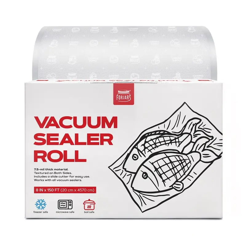 Forjars® Vacuum Sealer Roll – 8-Inch Width × 150 Feet, Dual-Textured, 7.5 Mil 1