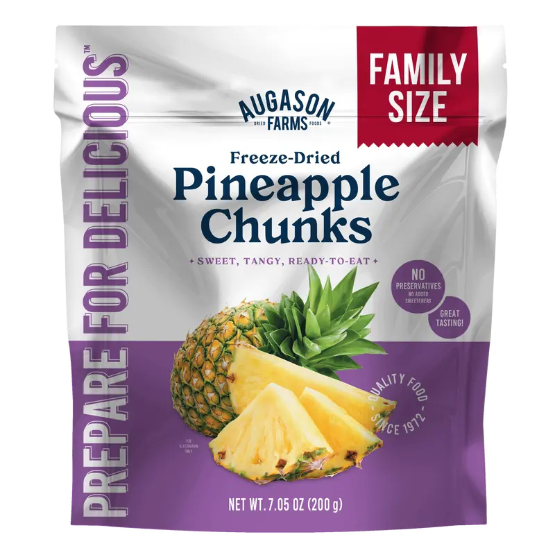 Freeze-Dried Pineapple Pieces – Family-Size Pouch (20 Servings) 1