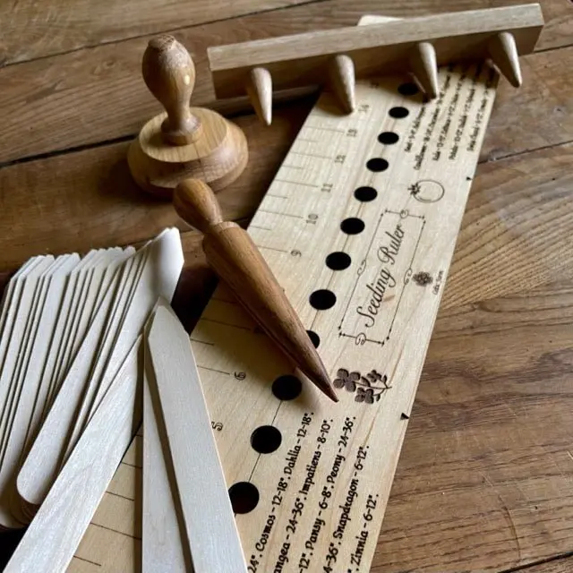 Garden Gift Set – Hardwood Seed Ruler, Dibblers, Tamper & Markers 1
