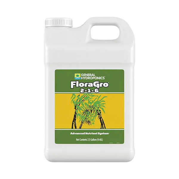General Hydroponics Floragro 2-1-6 Base Nutrient – 2.5-Gallon Floraseries Formula 1