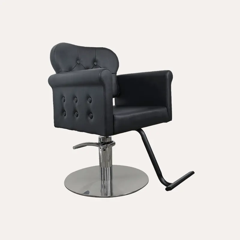 Glam Upholstered Salon Chair With Sculpted Backrest 1
