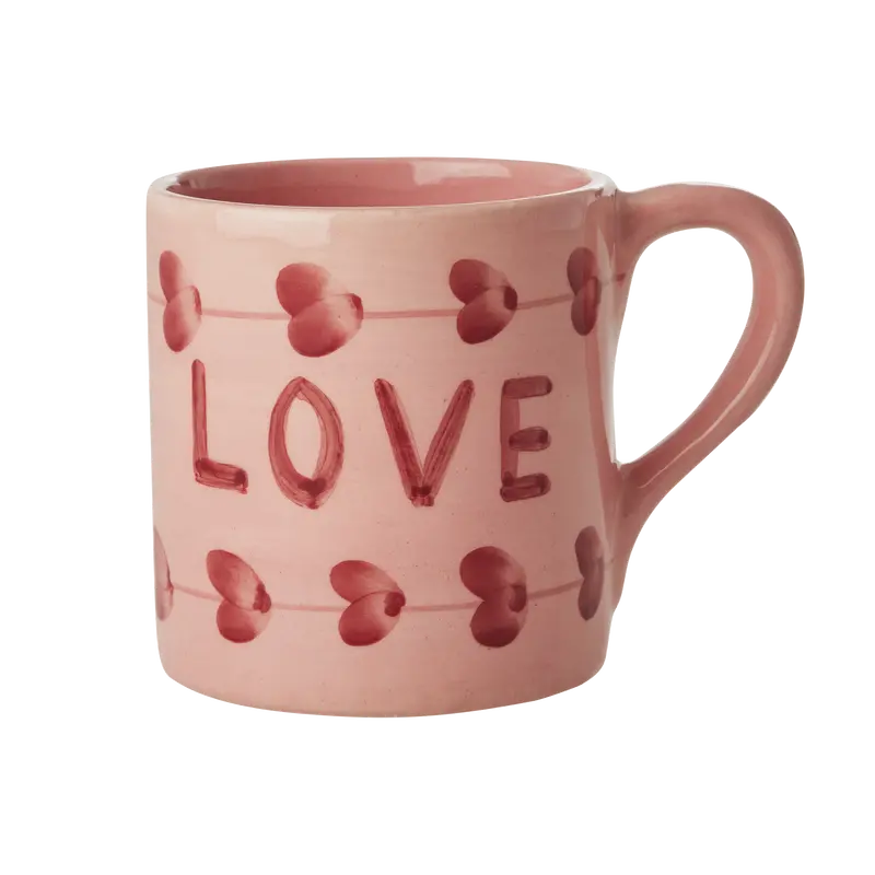 Hand-Painted Ceramic Mug – ‘Love’ Motif – 14.2 Oz Capacity 1
