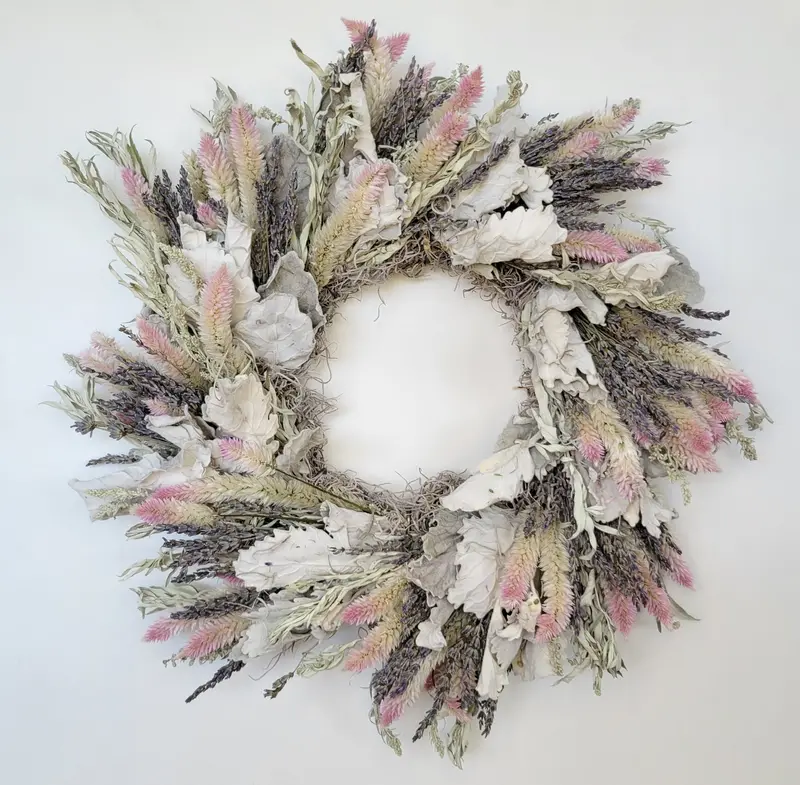 Handcrafted Blush-Toned Dried Flower Wreath 1