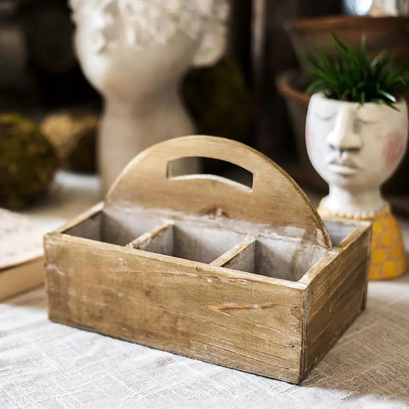 Handcrafted Wooden Gift Basket With Carry Handle 1