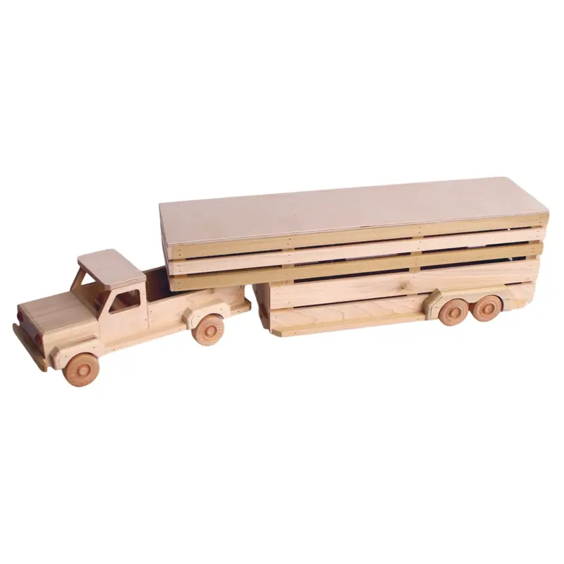 Handcrafted Wooden Toy Pickup Truck With Gooseneck Trailer – Amish-Made 1