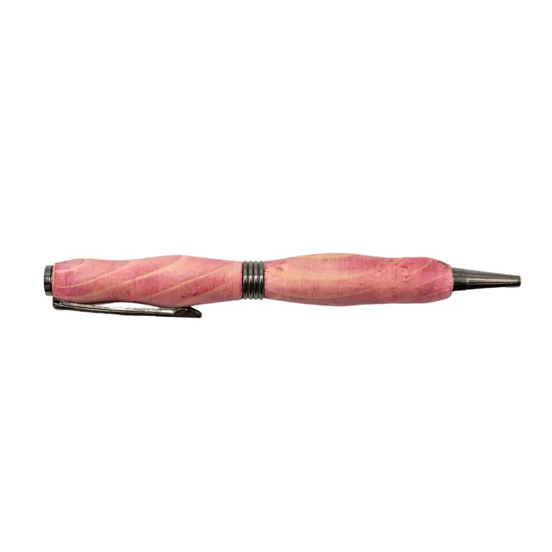Handmade Pink-Stained Wood Fountain Pen – Artisan Crafted 1