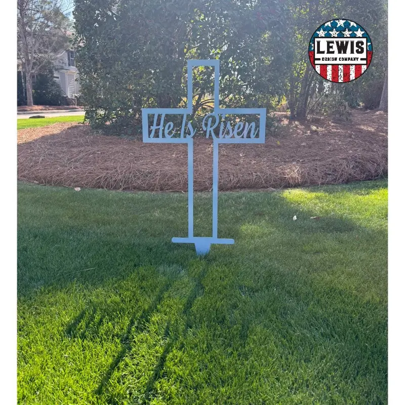 He Is Risen Cross Garden Stake – Easter-Themed Outdoor Faith Display 1