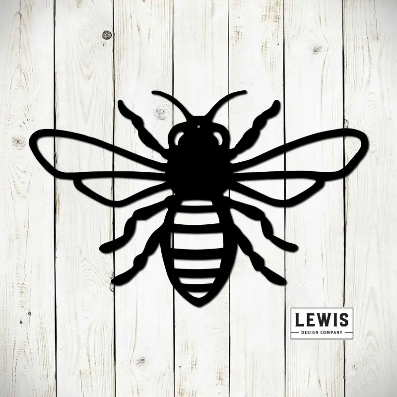 Honeybee Wall Art – Metal Bee Garden Sign For Indoor Or Outdoor Decor 1