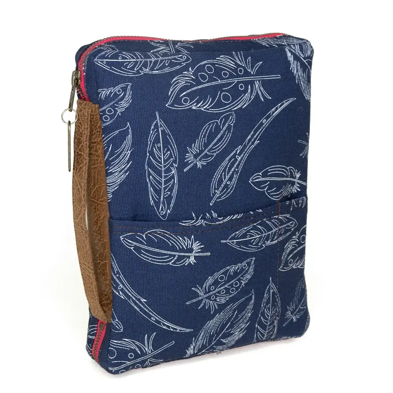 Indigo Feather-Print Slim Bible Cover 1