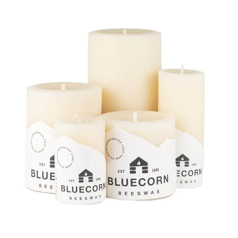 Ivory-Colored Beeswax Pillar Candles – Elegant, Natural Wax Design 1