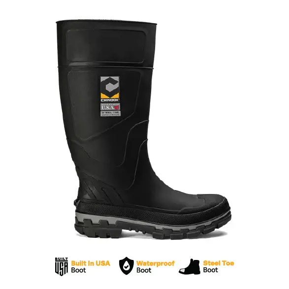 Kickaxe 15-Inch Black And Grey Steel Toe Waterproof Rubber Boot 1