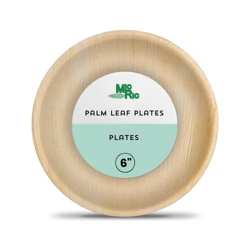 Lightweight 6" Palm Leaf Disposable Plates – 600-Count Box 1