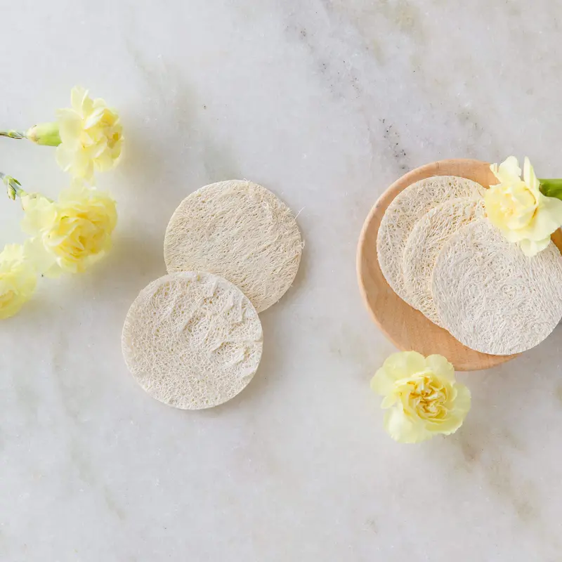 Loofah Facial Discs – Natural Exfoliating Sponges, Round Shape 1
