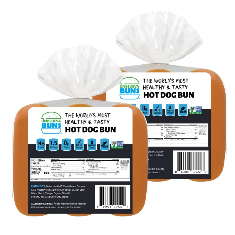 Low-Carb Hot Dog Buns – 2-Pack High-Protein Sandwich Rolls (12 Total) 1