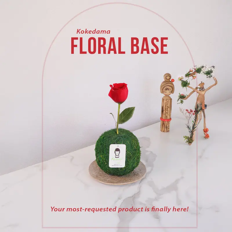 Natural Moss Kokedama Base – 4.5" Hand-Formed Floral Sphere For Stems & Minimalist Decor 1