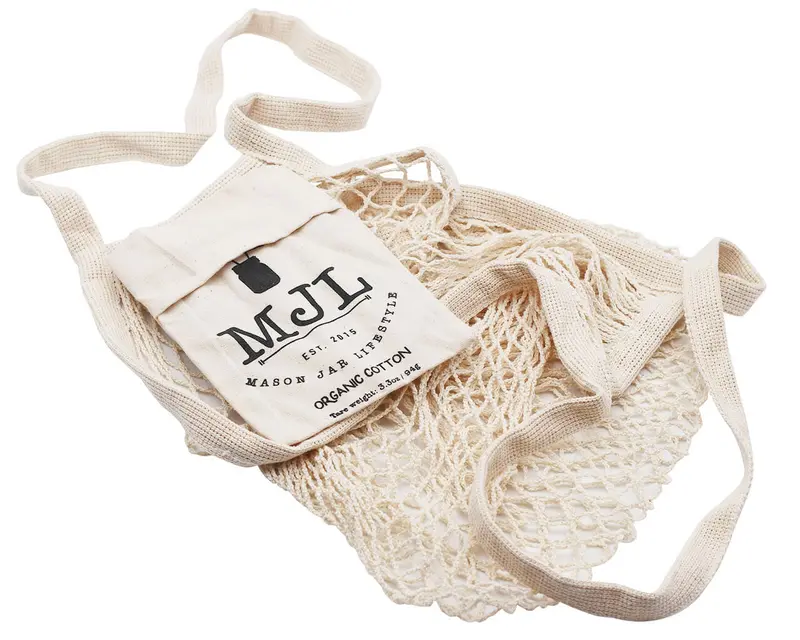 Organic Cotton String Tote With Interior Pocket 1