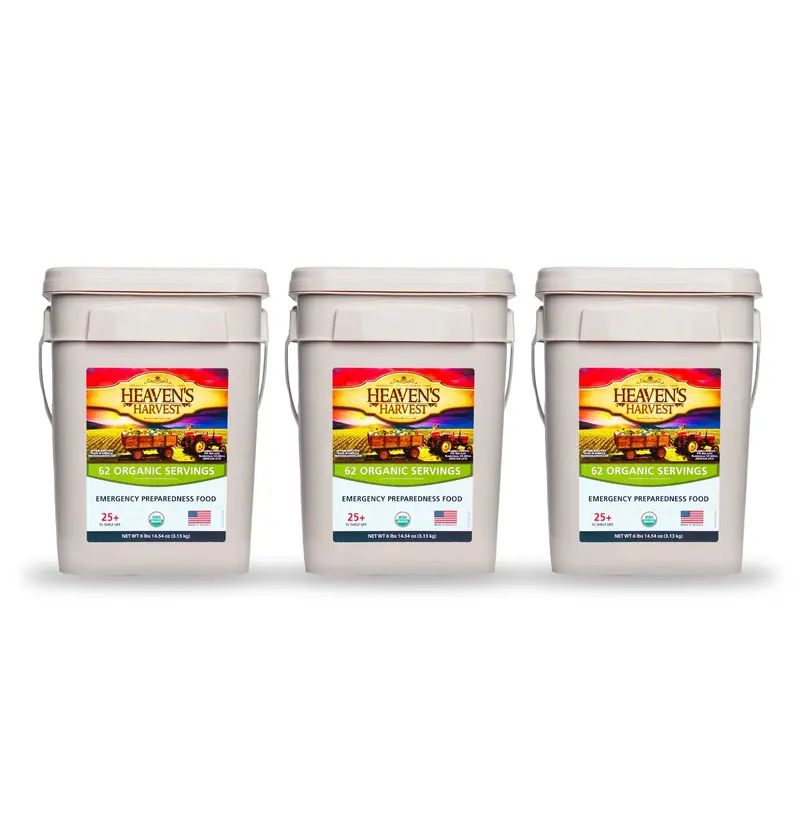 Organic Emergency Meal Pack – 3-Can Survival Bucket 1