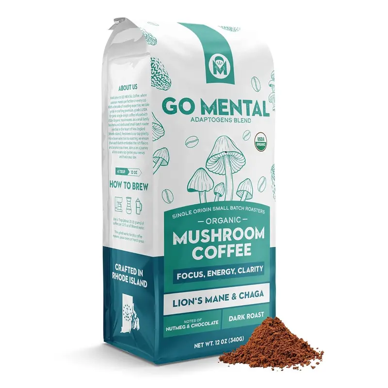 Organic Lion’S Mane & Chaga Mushroom Dark Roast Coffee 1