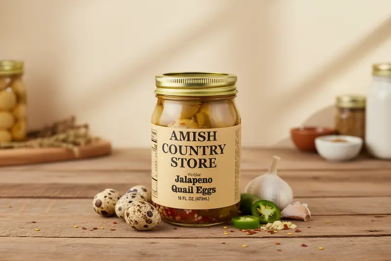 Pickled Jalapeño Quail Eggs – Gourmet Snack, 16 Oz 1