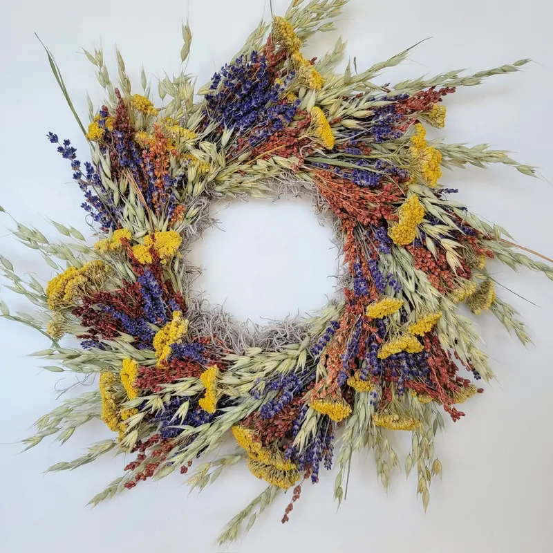 Primary Color Handmade Dried Flower Wreath 1