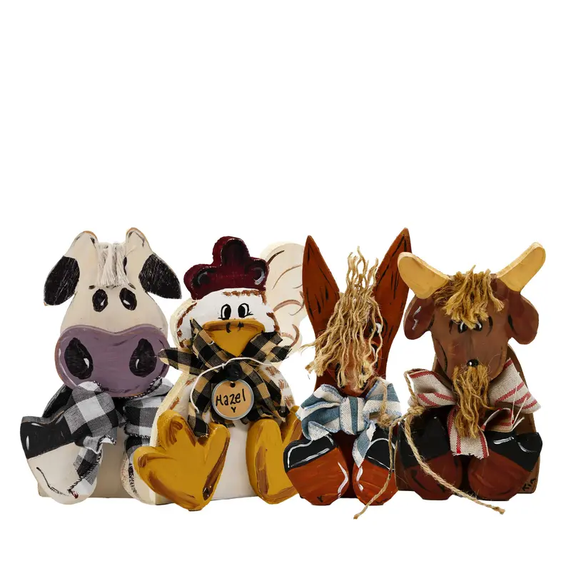 Rustic Wooden Farm Animal Decor Set – Hand-Painted Animal Bundle By The Painted Attic 1